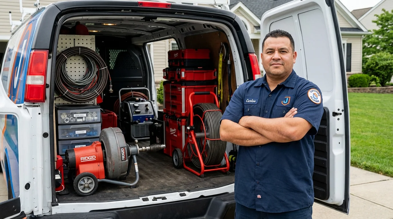 Professional drain cleaning equipment and Johns Plumbing LLC plumber in Wamego