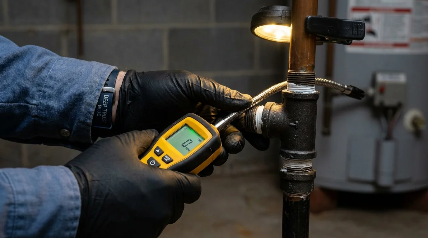 Gas leak detection with electronic sniffer by Johns Plumbing LLC in Wamego